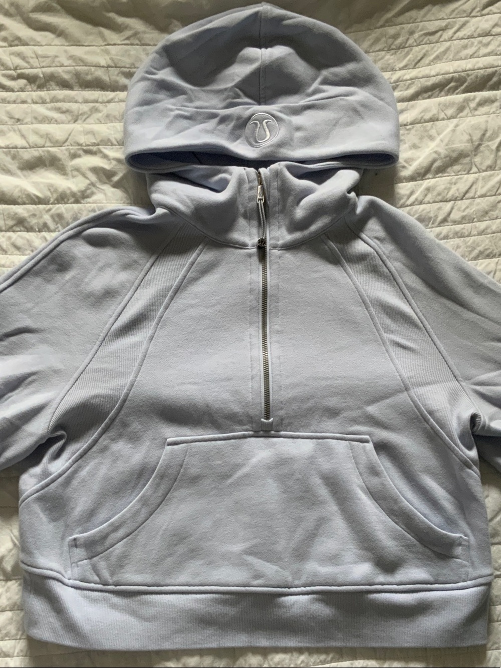 Lululemon cropped half zip scuba hoodie powder blue